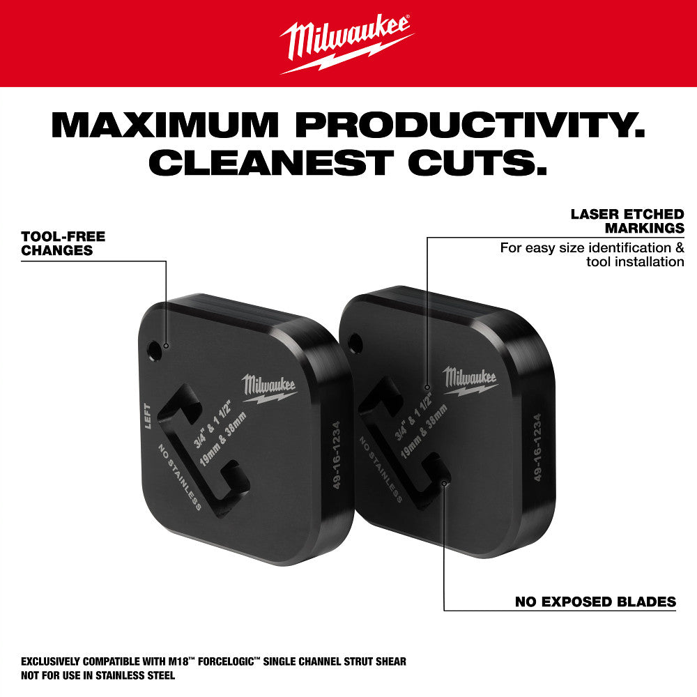 Milwaukee 49-16-1234 3/4" x 1-1/2" Single Strut Shearing Dies - 2