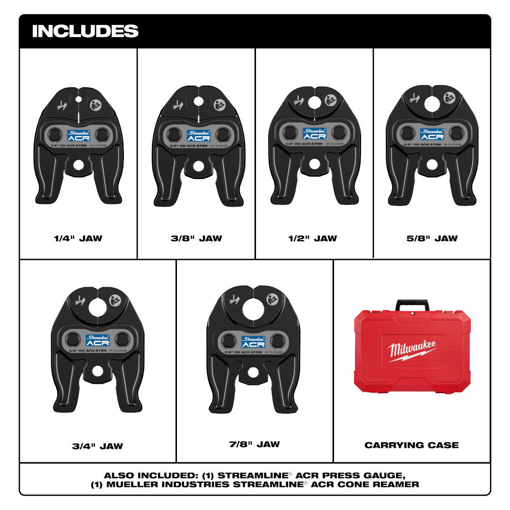 Milwaukee 49-16-2461M 1/4" - 7/8" Streamline ACR Press Jaw Kit for M12 FORCE LOGIC Press Tool - 2