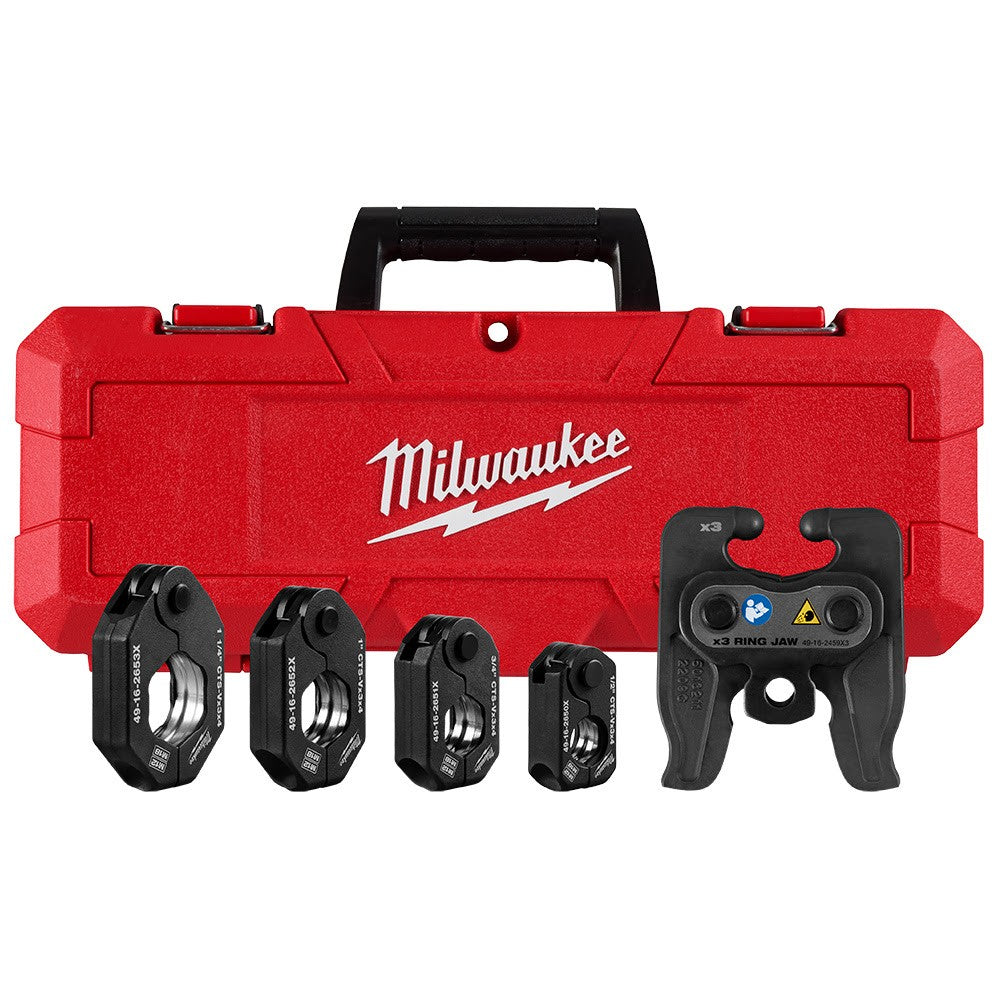 Milwaukee 49-16-2490X 1/2" - 1-1/4" CTS-V Pivoting Press Ring Kit for M12 FORCE LOGIC Press Tool