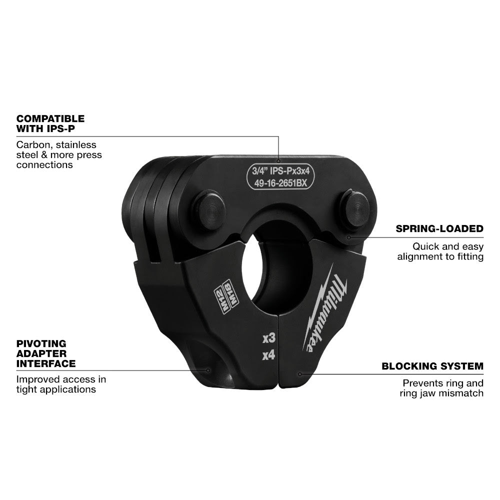 Milwaukee 49-16-2650BX 1/2" IPS-P Pivoting Press Ring for M18 & M12 FORCE LOGIC Press Tools - 12