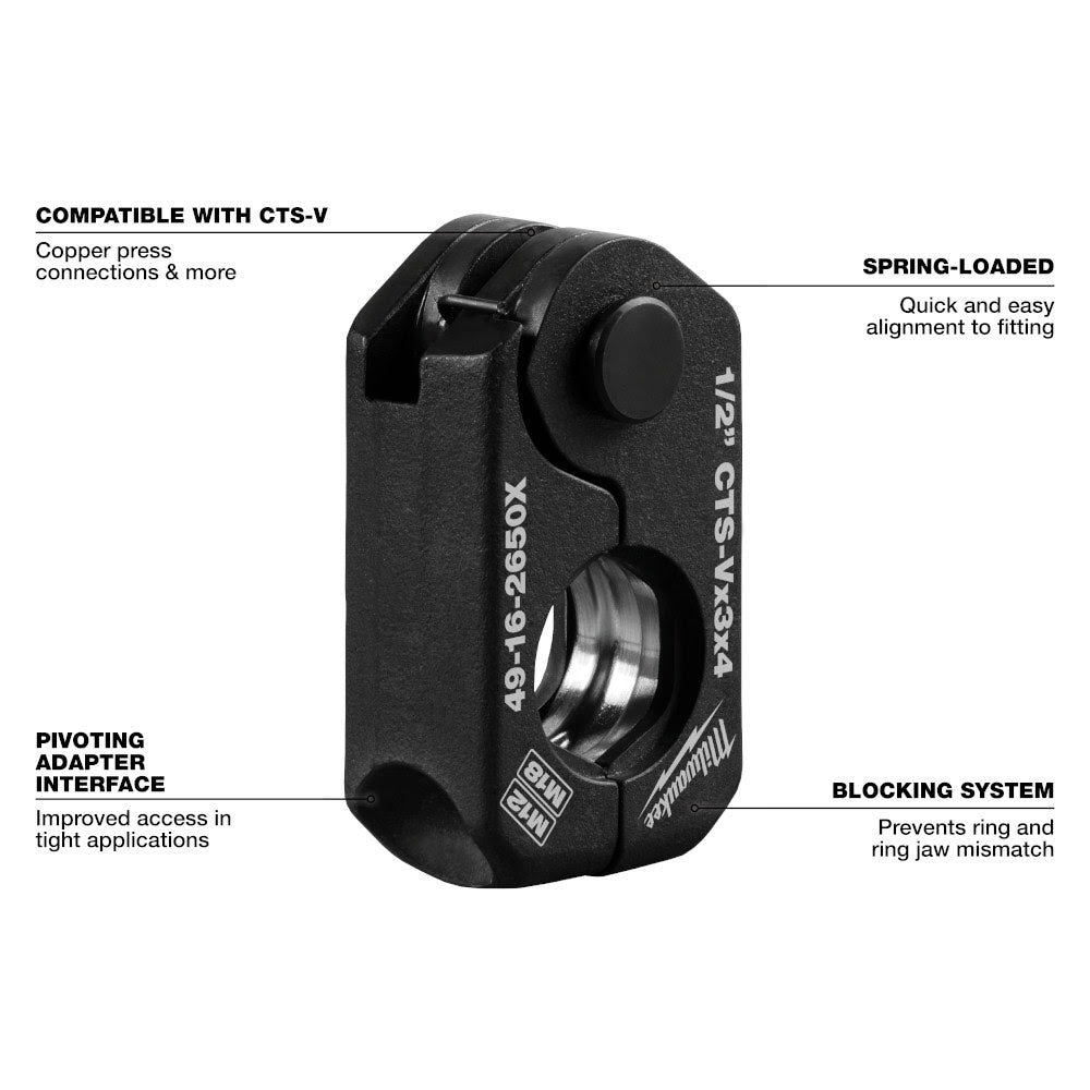 Milwaukee 49-16-2650X 1/2" CTS-V Pivoting Press Ring for M18 & M12 FORCE LOGIC Press Tools - 11