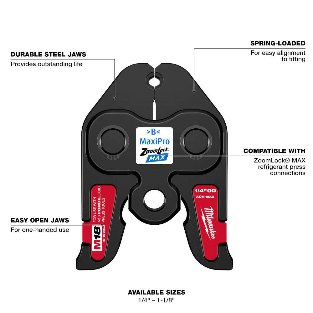 Milwaukee 49-16-2650Z 1/4" ZoomLock MAX Press Jaw for M18 FORCE LOGIC Press Tools - 2