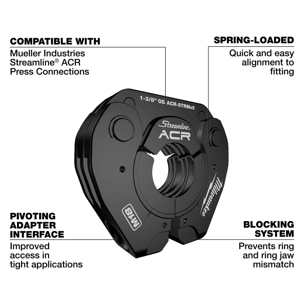 Milwaukee 49-16-2657MX 1-1/8" Streamline ACR Pivoting Press Ring - 10