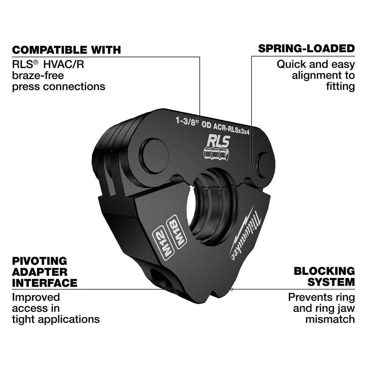 Milwaukee 49-16-2658RX 1-3/8 in. RLS Pivoting Press Ring for M18 FORCE LOGIC Press Tools - 2