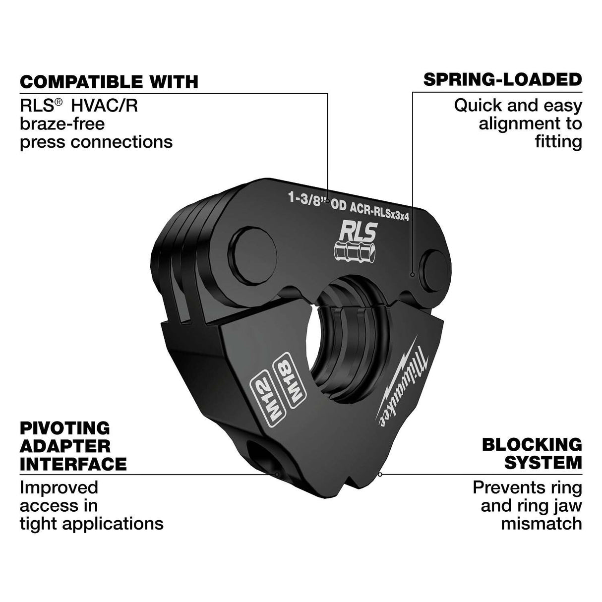 Milwaukee 49-16-2658RX 1-3/8 in. RLS Pivoting Press Ring for M18 FORCE LOGIC Press Tools - 2