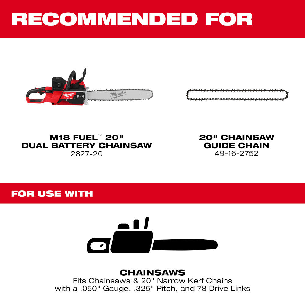 Milwaukee 49-16-2755 20" .325" Pitch, .050" Gauge Guide Bar - 2