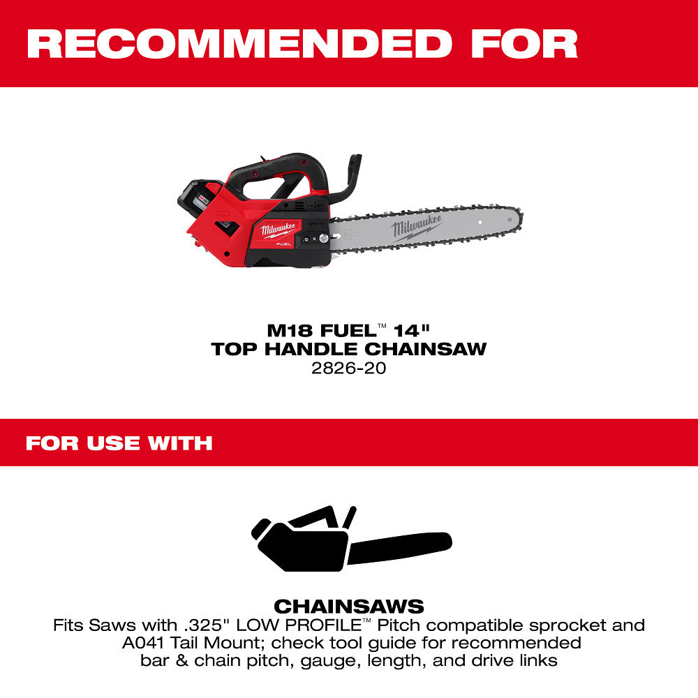 Milwaukee 49-16-2820 14" .325" LOW PROFILE Pitch, .043" Gauge  Saw Chain and Guide Bar Set - 3