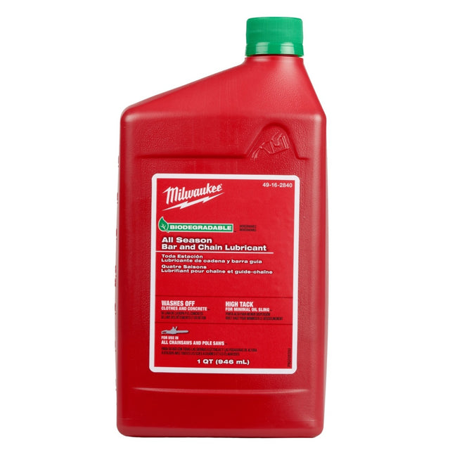 Milwaukee 49-16-2840 Biodegradable All Season Bar and Chain Lubricant for Chainsaws (1 Quart)