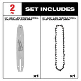 Milwaukee 49-16-2844 10 in .325 in Low Profile Pitch .043 in Gauge Saw Chain and Guide Bar Set (2 Piece) - 2