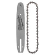 Milwaukee 49-16-2849 10 in 3/8 Low Profile Pitch 0.043 in Gauge Saw Chain and Guide Bar Set (2 Piece)