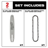 Milwaukee 49-16-2849 10 in 3/8 Low Profile Pitch 0.043 in Gauge Saw Chain and Guide Bar Set (2 Piece) - 2