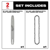 Milwaukee 49-16-2856 16 in. 3/8 in. Low Profile Pitch .043 in. Gauge Saw Chain and Guide Bar Set (2 Piece) - 2