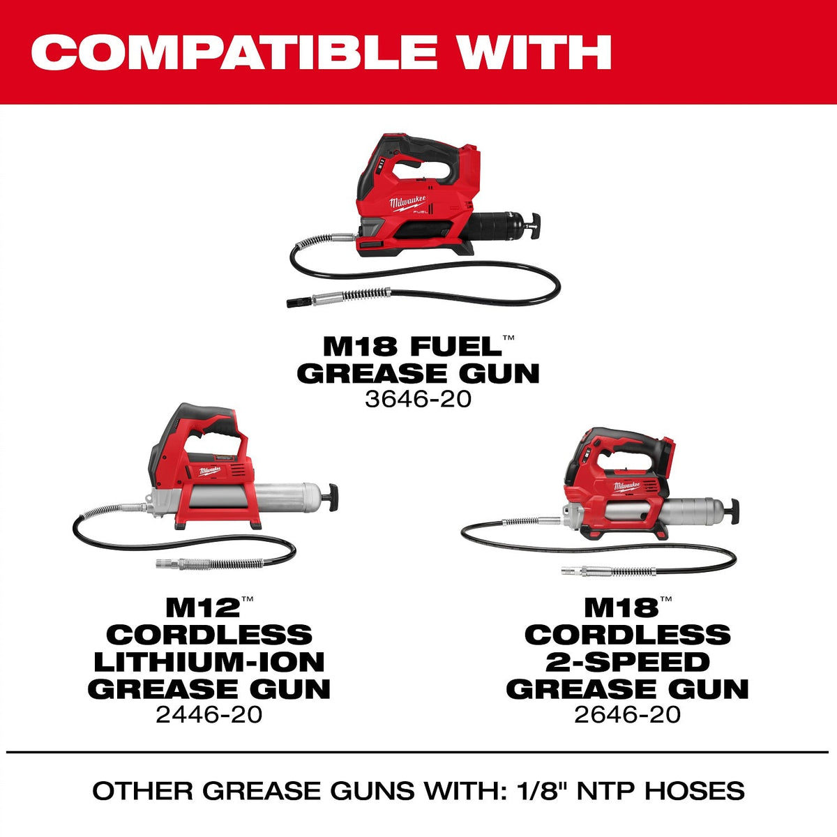 Milwaukee 49-16-3647 48" Replacement Grease Gun Swivel Hose with Standard Coupler - 3
