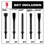 Milwaukee 49-16-3776 0.401" Round Shank Steel Hammer Chisel Bit Set (5 Piece) - 2