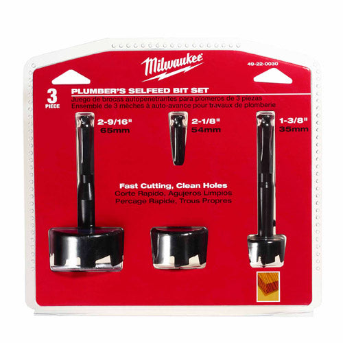 Milwaukee 49-22-0030 Selfeed Bit Plumbers Kit 3 Piece - 3