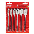 Milwaukee 49-22-0071 Flat Boring Bit 6" Universal Set - 6 Piece for Clean Holes