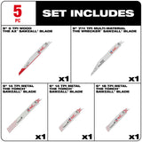 Milwaukee 49-22-1105 5 Piece Demolition Sawzall Blade Set, 6" / 9" - 2