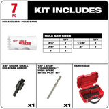 Milwaukee 49-22-4040 Hole Dozer Bi-Metal Hole Saw Kit 3/4" to 2" with Arbor and Pilot Bit (7 Piece) - 3