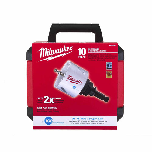 Milwaukee 49-22-4095  7/8" - 2-1/2" 10-Piece Electrician's Hole Dozer Hole Saw Kit - 4