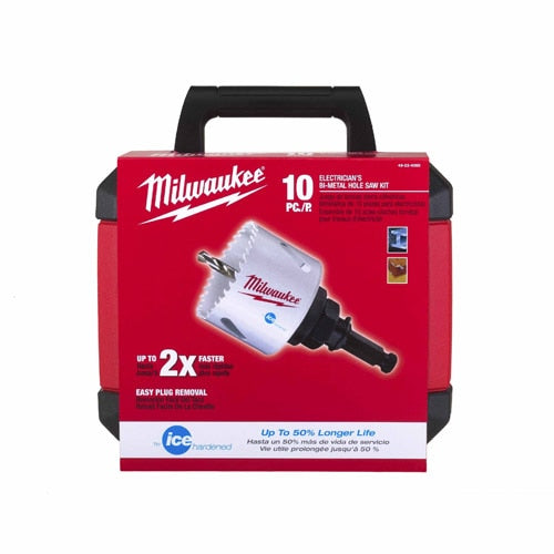 Milwaukee 49-22-4095  7/8" - 2-1/2" 10-Piece Electrician's Hole Dozer Hole Saw Kit - 4