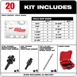 Milwaukee 49-22-4170 3/4" - 4-1/2", Small Arbor , Large Arbor Hole Dozer Bi-Metal Hole Saw Kit - 20PC - 2