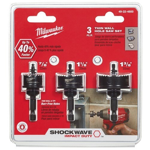 Milwaukee 49-22-4800 3pc Shockwave Hole Saw Kit - 2