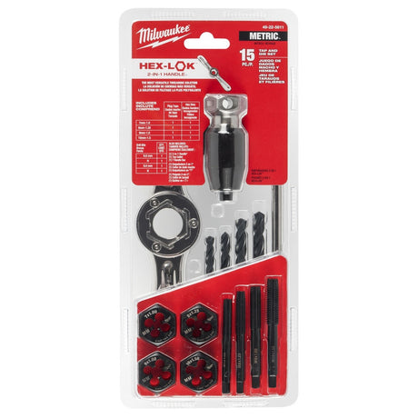 Milwaukee 49-22-5611 15-Piece Metric Tap and Die Set with Hex-Lok 2-in-1 Handle (15 Piece Set)