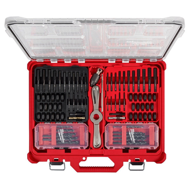 Milwaukee 49-22-5614 SAE and Metric Tap and Die PACKOUT Set with HEX-LOK 2-in-1 Handle (107 Piece)
