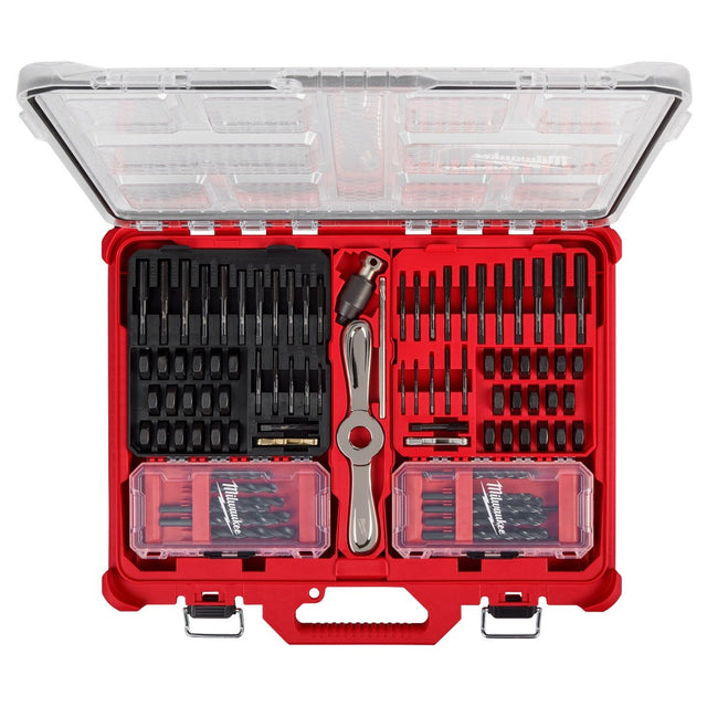 Milwaukee 49-22-5614 SAE and Metric Tap and Die PACKOUT Set with HEX-LOK 2-in-1 Handle (107 Piece)