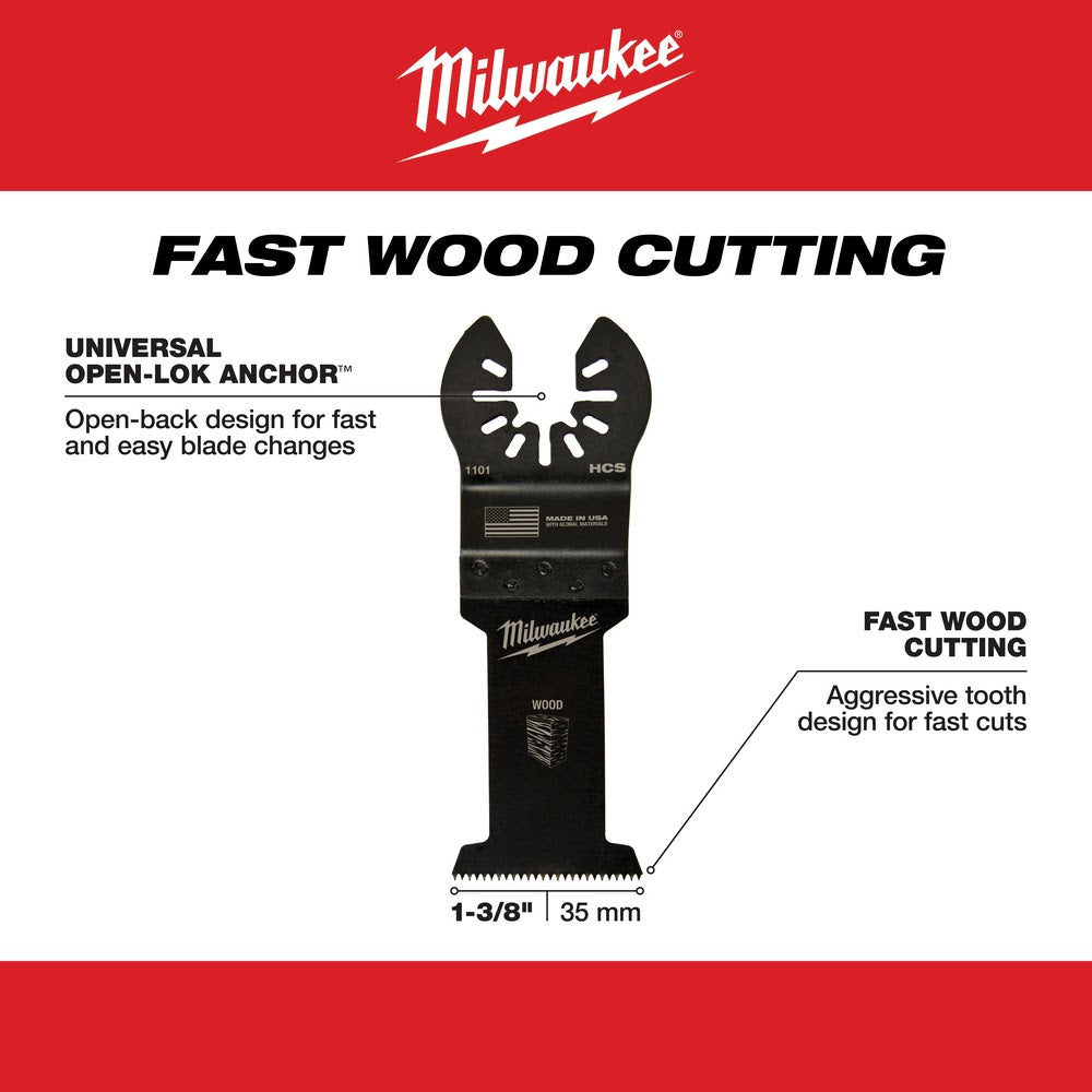 Milwaukee  49-25-1101 Milwaukee® OPEN-LOK™ 1-3/8" HCS WOOD BLADE 1PK - 3