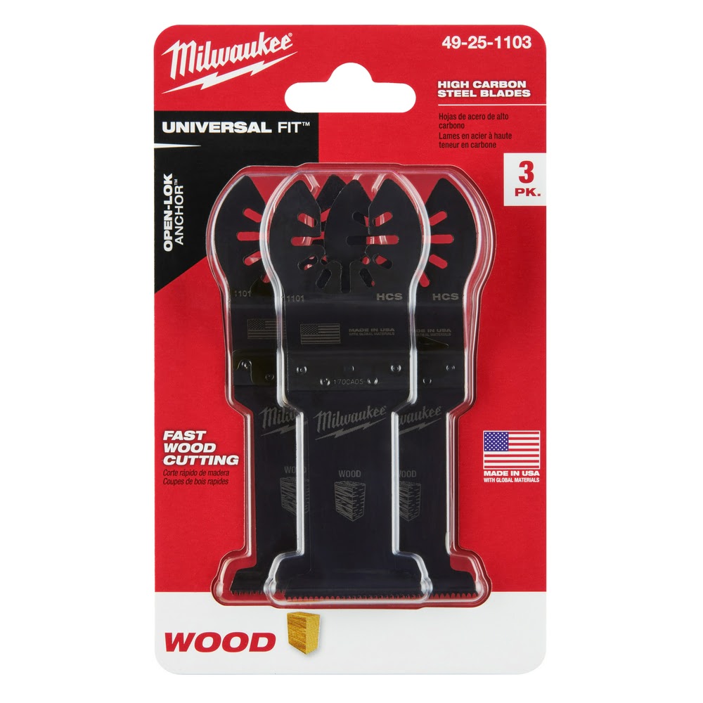 Milwaukee  49-25-1103 Milwaukee® OPEN-LOK™ 1-3/8" HCS WOOD BLADES 3PK - 9