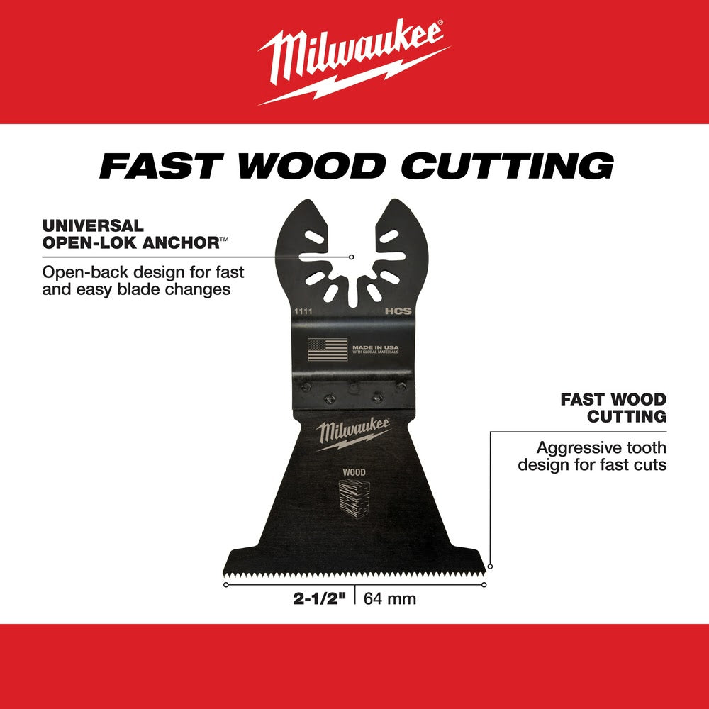 Milwaukee  49-25-1111 Milwaukee® OPEN-LOK™ 2-1/2" HCS WOOD BLADE 1PK - 3