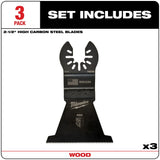 Milwaukee  49-25-1113 Milwaukee® OPEN-LOK™ 2-1/2" HCS WOOD BLADES 3PK - 3