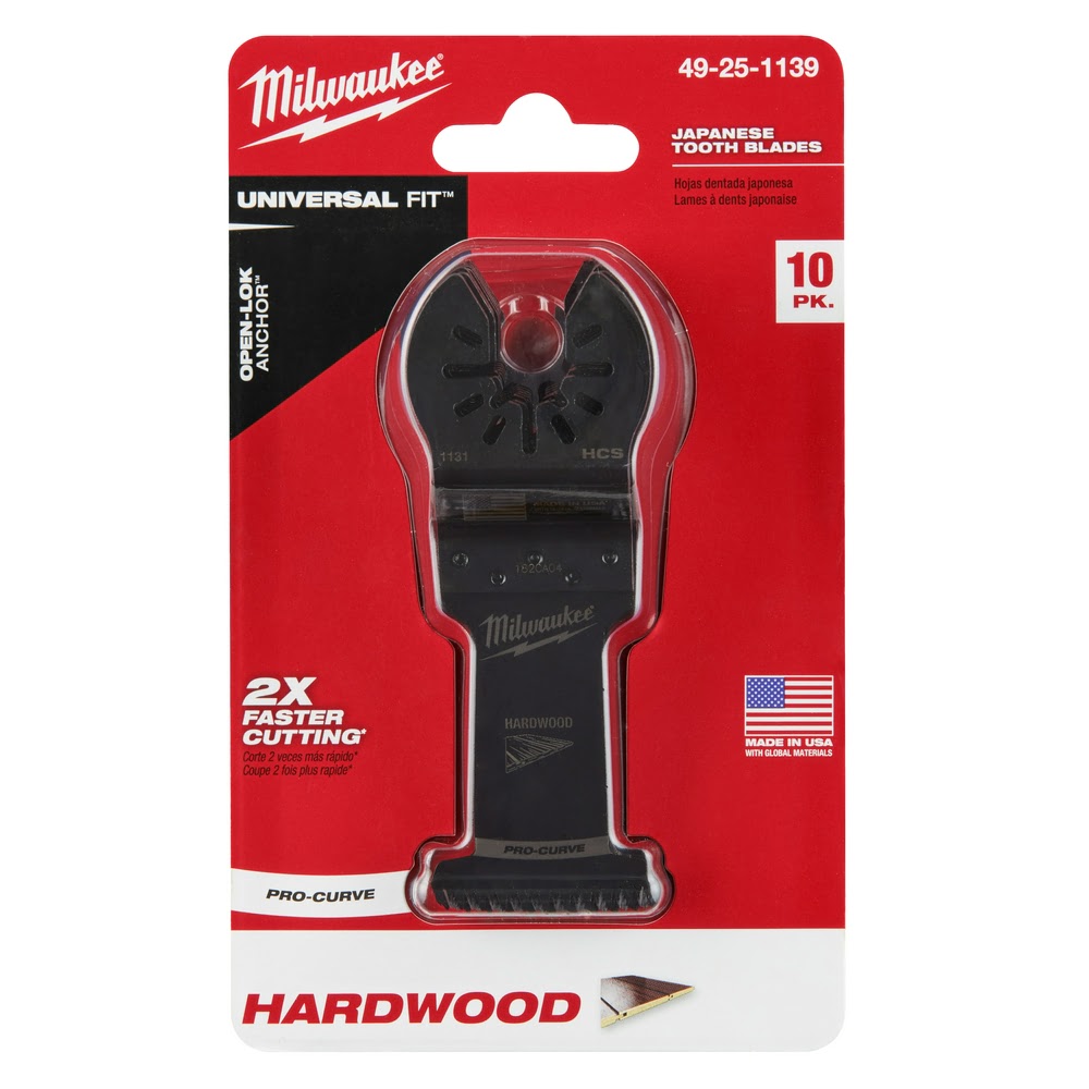 Milwaukee  49-25-1139 Milwaukee® OPEN-LOK™ 1-3/8" HCS JAPANESE TOOTH PRO-CURVE™ HARDWOOD BLADE 10PK - 9