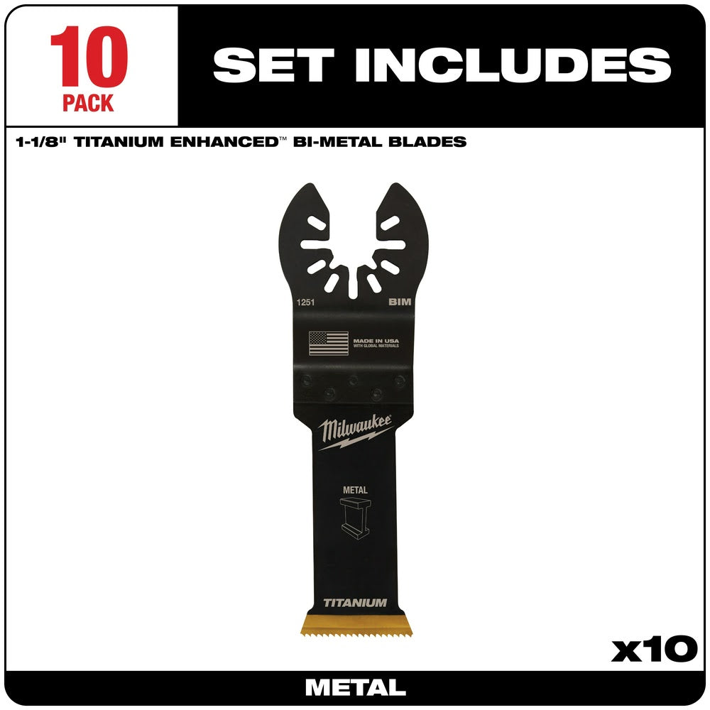 Milwaukee  49-25-1259 Milwaukee® OPEN-LOK™ 1-1/8" TITANIUM ENHANCED BI-METAL METAL BLADES 10PK - 3