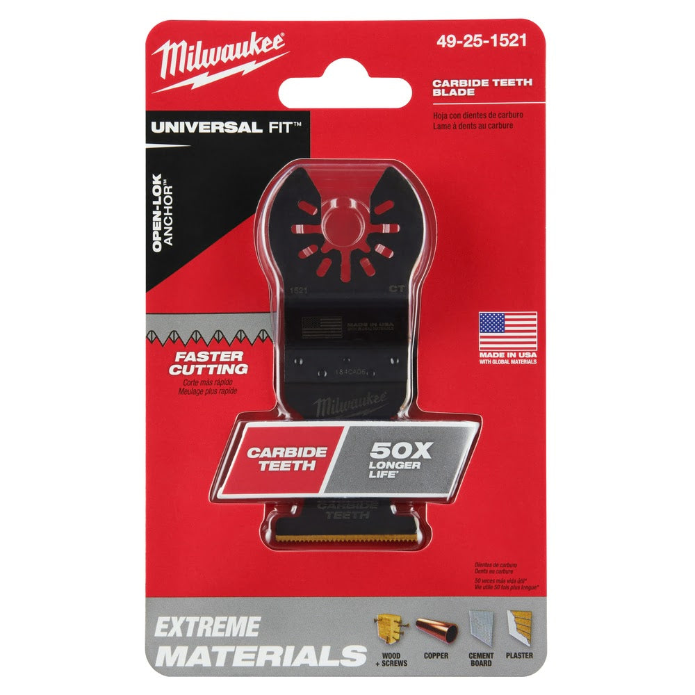 Milwaukee  49-25-1521 Milwaukee® OPEN-LOK™ 1-3/8" TITANIUM ENHANCED CARBIDE TEETH MULTI-MATERIAL BLADE 1PK - 17