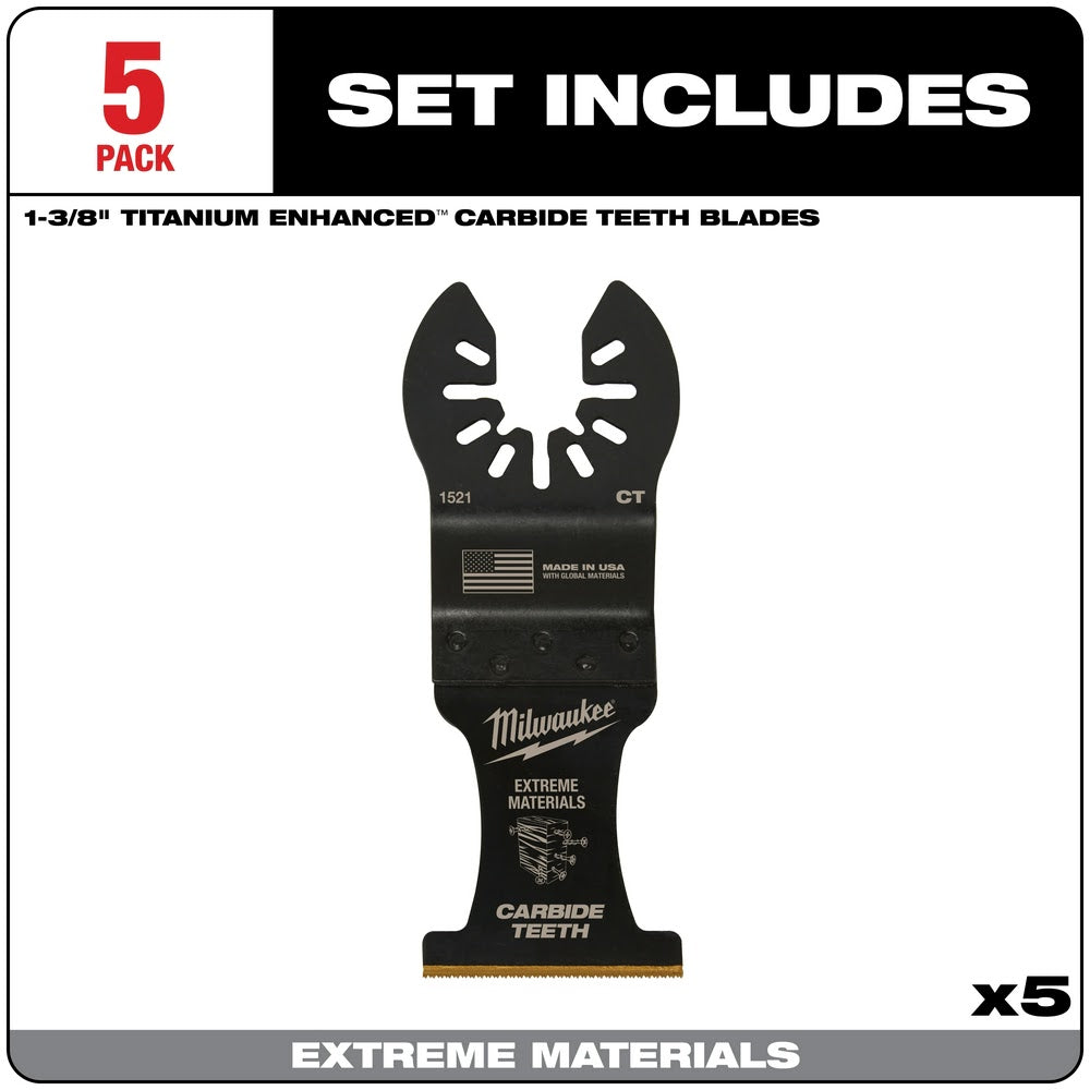 Milwaukee  49-25-1525 Milwaukee® OPEN-LOK™ 1-3/8" TITANIUM ENHANCED CARBIDE TEETH MULTI-MATERIAL BLADE 5PK - 4