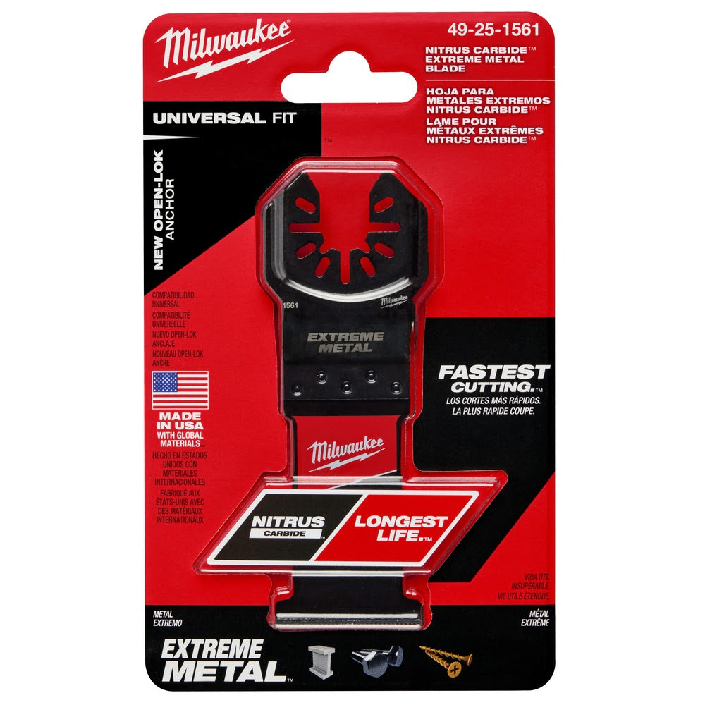 Milwaukee 49-25-1561 NITRUS CARBIDE Extreme Metal Universal Fit OPEN-LOK Multi-Tool Blade 1PK - 11