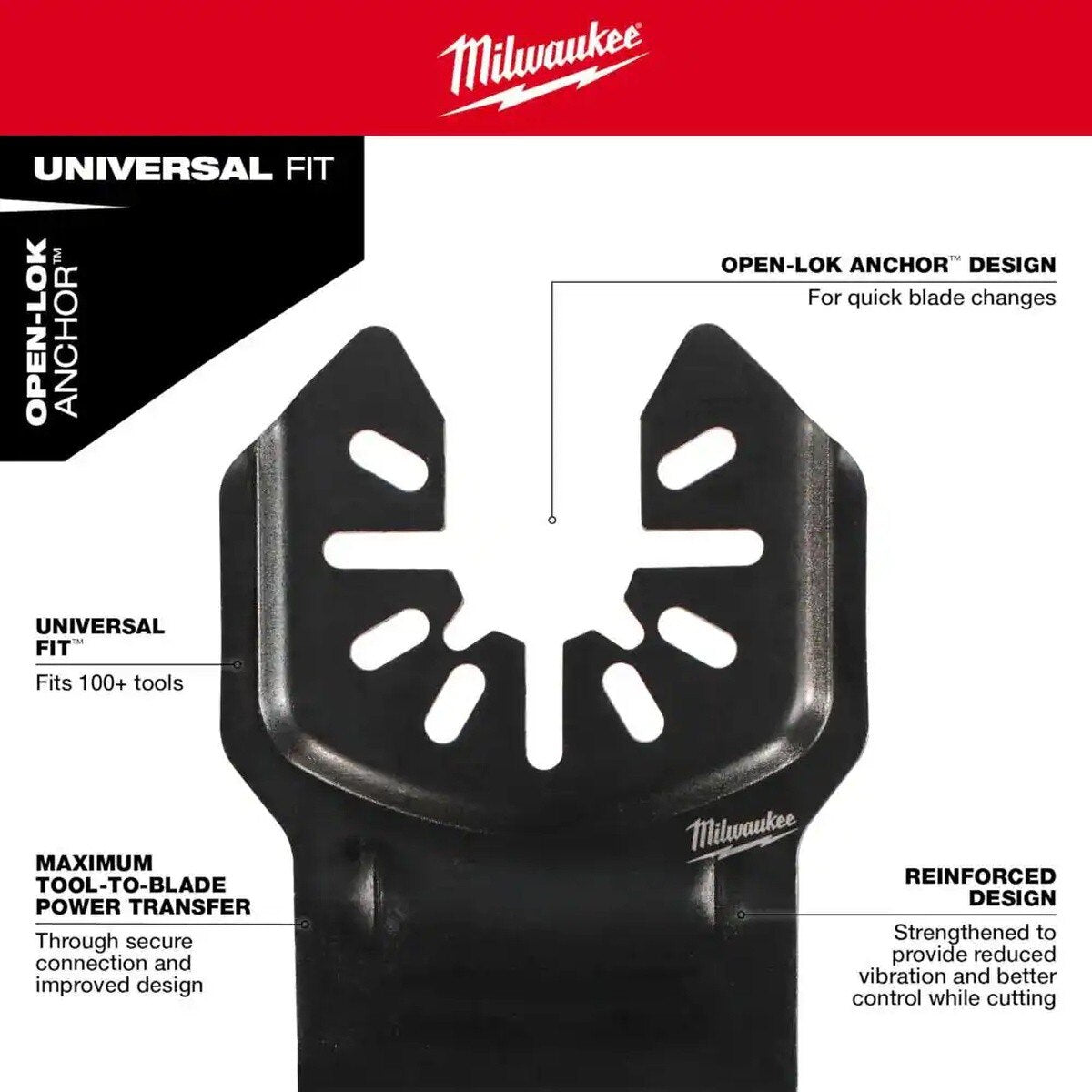 Milwaukee 49-25-1566 Nitrus Carbide OPEN-LOK Flush Cut Oscillating Multi-Tool Blades 1 3/8" x 0.042" (5 Pack) - 4