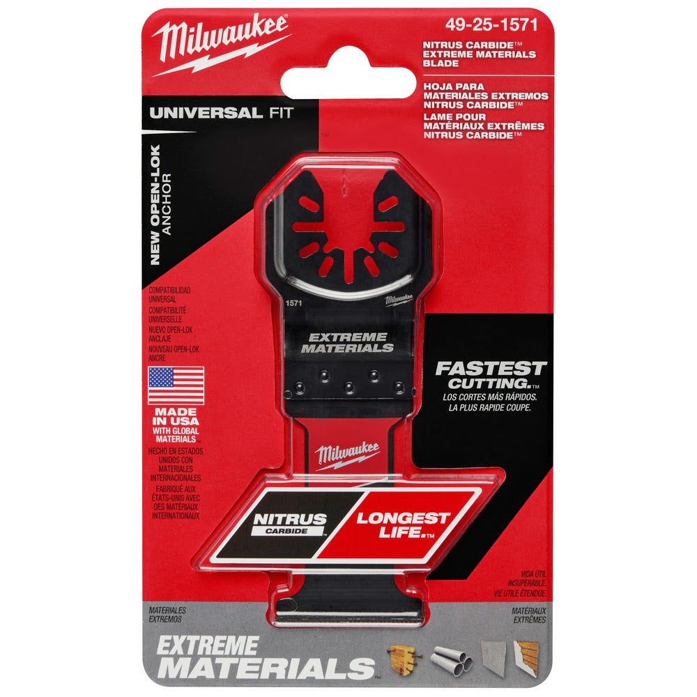 Milwaukee 49-25-1571 NITRUS CARBIDE Extreme Materials Universal Fit OPEN-LOK Multi-Tool Blade 1PK - 11