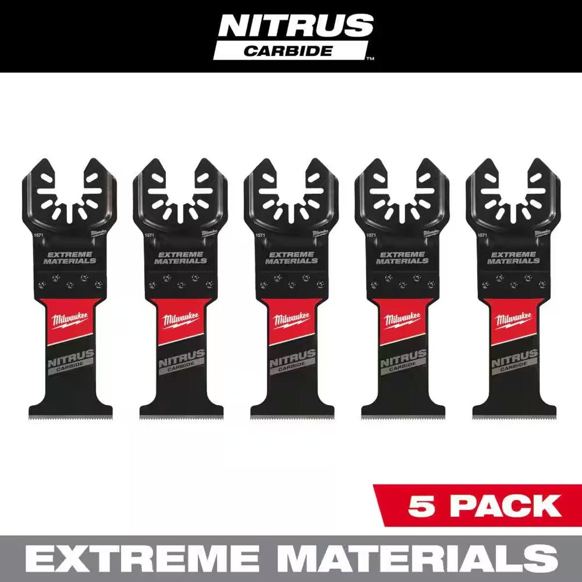 Milwaukee 49-25-1576 1-3/8" Nitrus Carbide Universal Fit Open-Lok Oscillating Multi-Tool Blade for Extreme Materials Cutting (5 Pack) - 2