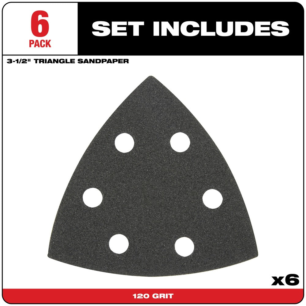 Milwaukee  49-25-2120 Milwaukee® 3-1/2" 120 GRIT TRIANGLE SANDPAPER 6PK - 4