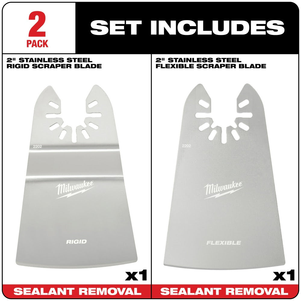 Milwaukee  49-25-2202 Milwaukee® OPEN-LOK™ 2" RIGID & 2" FLEXIBLE SCRAPER VARIETY PACK 2PC - 6