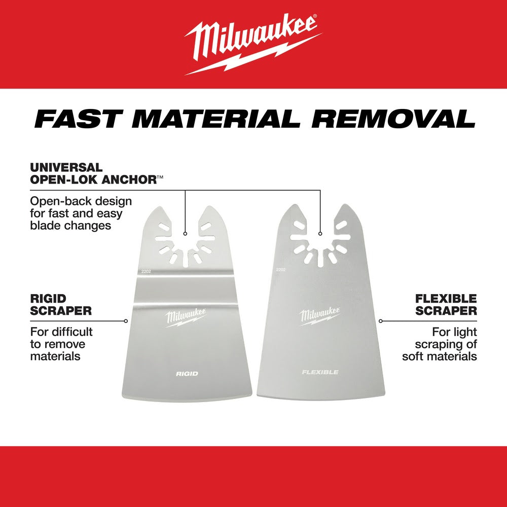 Milwaukee  49-25-2202 Milwaukee® OPEN-LOK™ 2" RIGID & 2" FLEXIBLE SCRAPER VARIETY PACK 2PC - 8