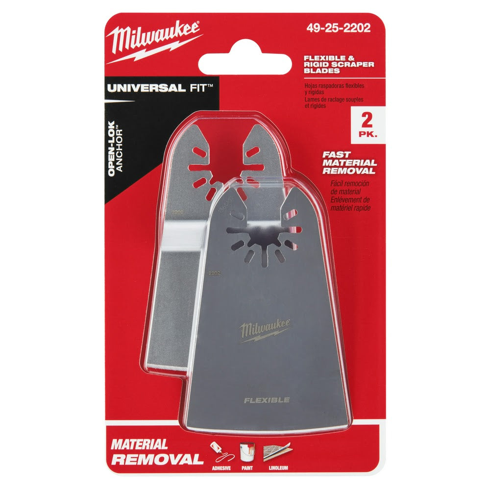 Milwaukee  49-25-2202 Milwaukee® OPEN-LOK™ 2" RIGID & 2" FLEXIBLE SCRAPER VARIETY PACK 2PC - 14