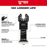 Milwaukee 49-25-2251 OPEN-LOK DIAMOND MAX Diamond Grit Grout Removal Multi-Tool Plunge Blade - 3