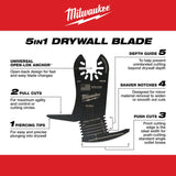 Milwaukee  49-25-2281 Milwaukee® OPEN-LOK™ 5-IN-1 DRYWALL BLADE 1PK - 8