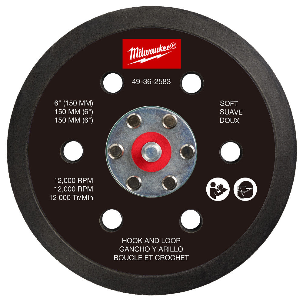 Milwaukee 49-36-2583 6" Hook and Loop Sander Backing Pad - Soft