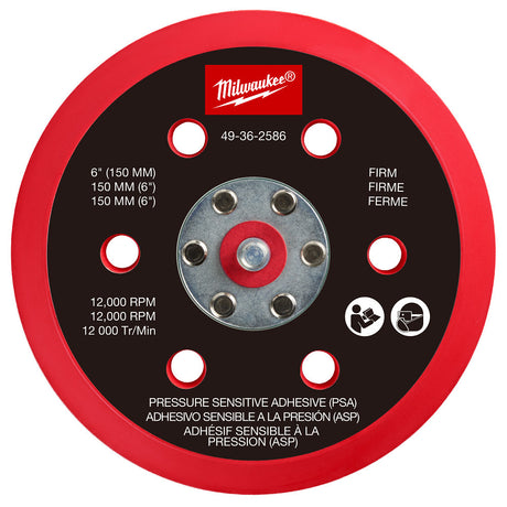 Milwaukee 49-36-2586 6" Pressure Sensitive Adhesive Sander Backing Pad – Firm