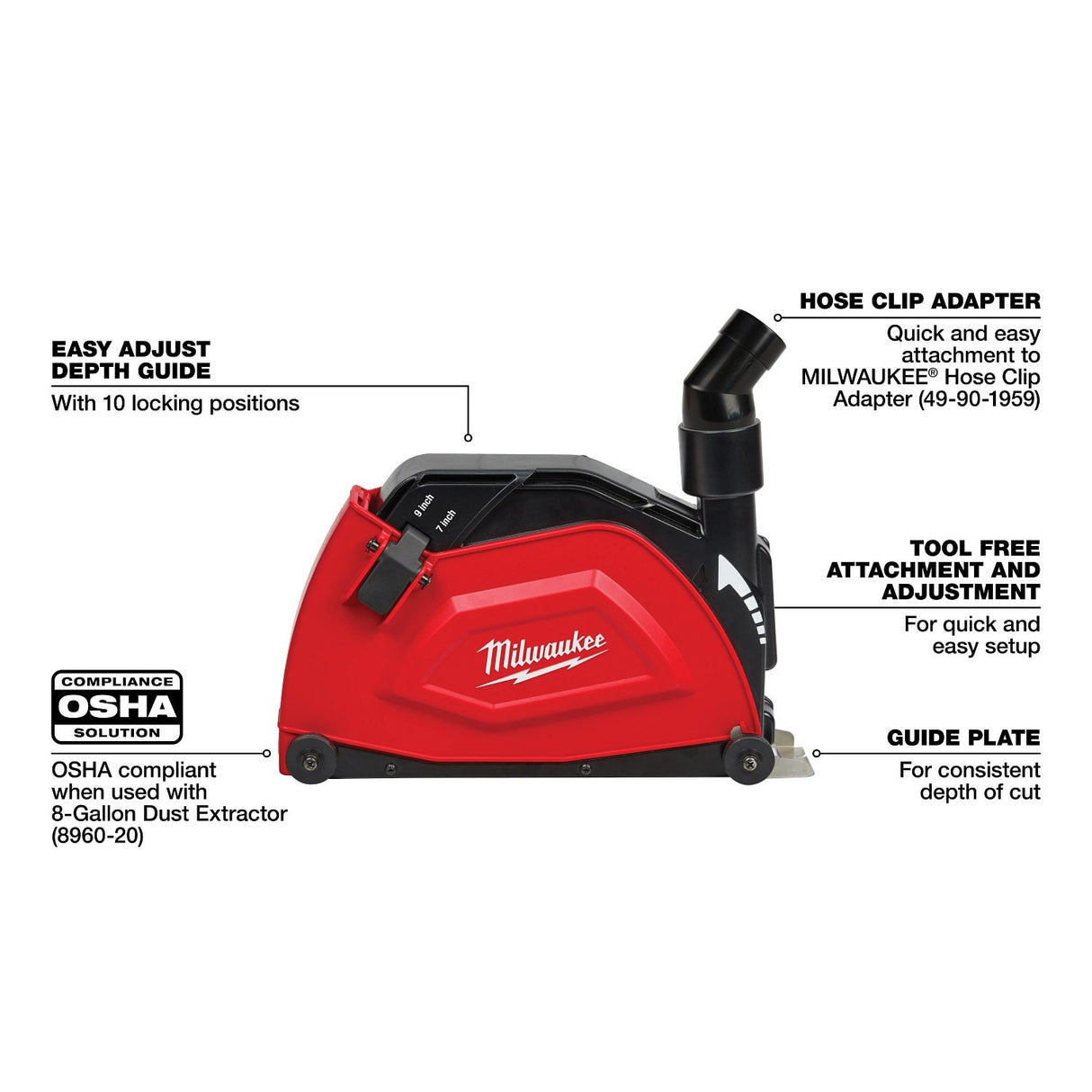 Milwaukee 49-40-6120 7" / 9" Large Angle Grinder Cutting Dust Shroud - 4